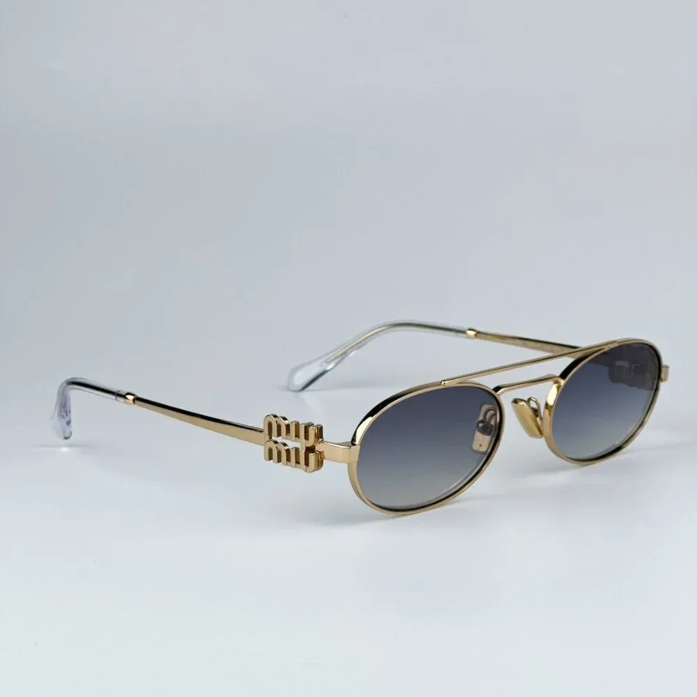 NEW Miu Miu MU54ZS 5AK30C Gold Grey Gradient Mirror Pilot Unisex Sunglasses